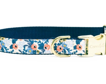 Crew LaLa Navy Les Fleurs Dog Collar