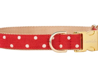 Crew LaLa Ivory Dot on Ruby Red Dog Collar