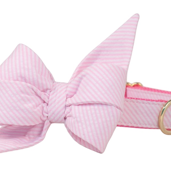 SALE Belle Bow Collar - Light Pink Seersucker