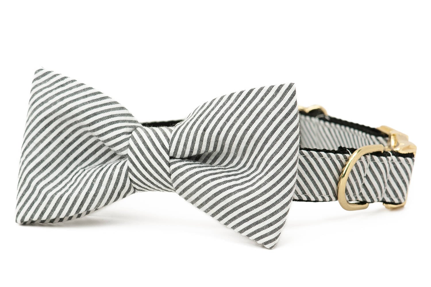 Collier Noir de Crabot Noeud Papillon Seersucker