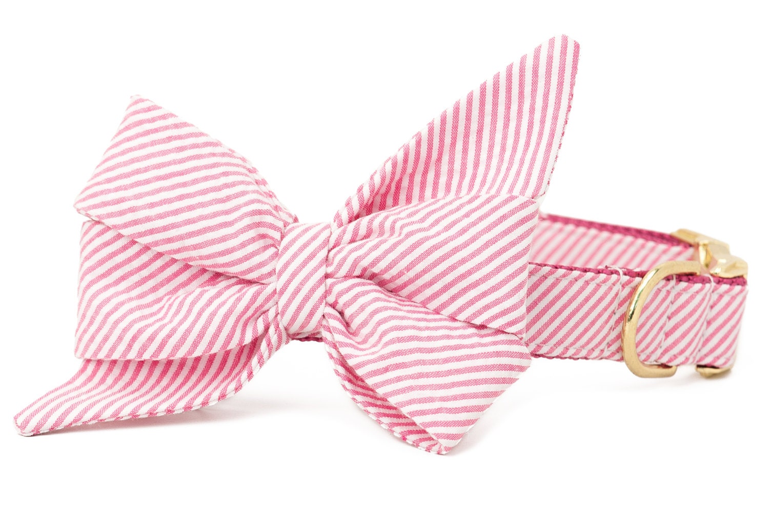Équipage Lala™ Fuchsia Seersucker Belle Bow Collier Pour Chien