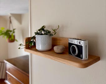 Estante flotante de pared de madera maciza de fresno — Hecho a mano, acabado natural de aceite/cera