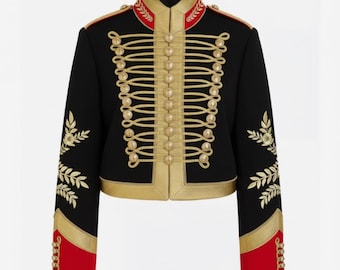 Handmade Women's Hussar Jacket, Gold Embroidered Parade Coat