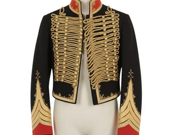 Military Dolman Hussar Jacket Black Napoleonic Uniform Tunic Pelisse Jimi Hendrix Jacket