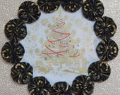 Vintage Style Golden Christmas Tree 8.5 quot Yo Yo Doily