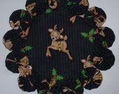 Cute Reindeer on Black 8.5 quot Yo Yo Doily