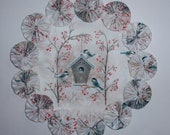 Chickadee Winter House 8.5 quot Doily