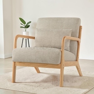 Accent Chair Mid Century Armchair with Wood Frame Comfy Reading Lounge Chair