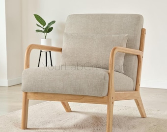 Accent Chair Mid Century Armchair with Wood Frame Comfy Reading Lounge Chair