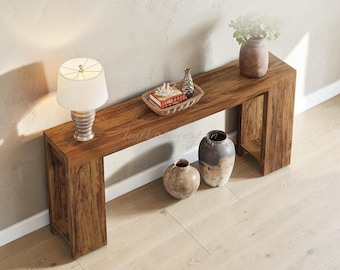 Long Wood Sofa Table Behind Couch, Farmhouse Console Table for Living Room, Hallway