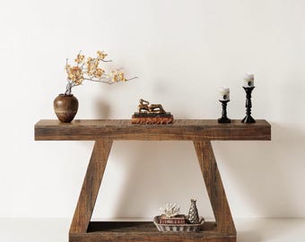 Farmhouse Console Table 55 inch, Rustic Entryway Storage Sofa Table