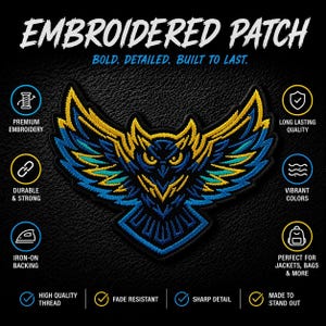 Owl Embroidered Patch 10cm | Streetwear Iron On