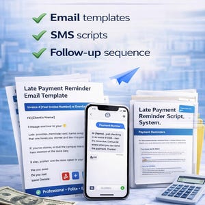 Late Payment Reminder Templates | Get Paid Faster, Copy Paste Follow-Up Scripts, Freelancer Invoice Collection System image 3