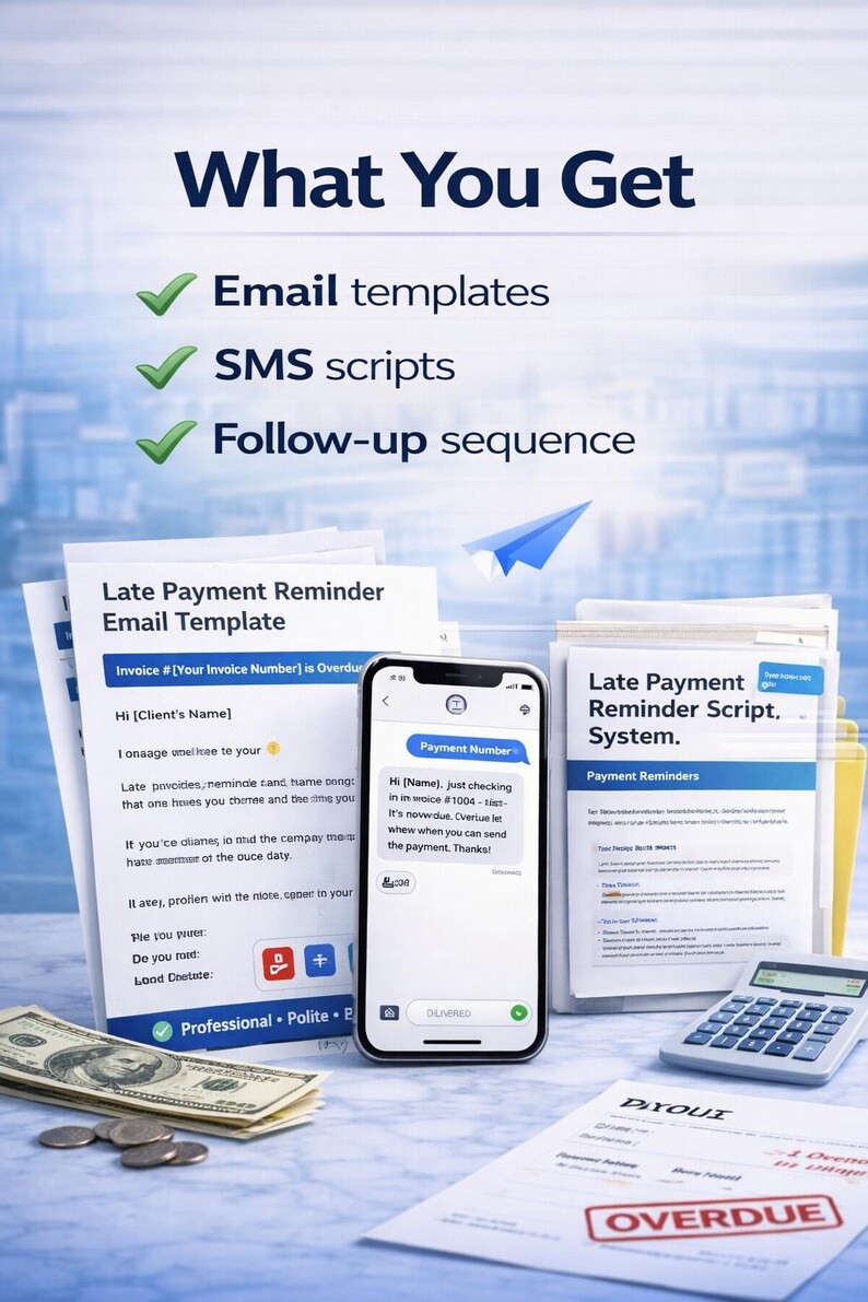 Late Payment Reminder Templates | Get Paid Faster, Copy Paste Follow-Up Scripts, Freelancer Invoice Collection System image 3