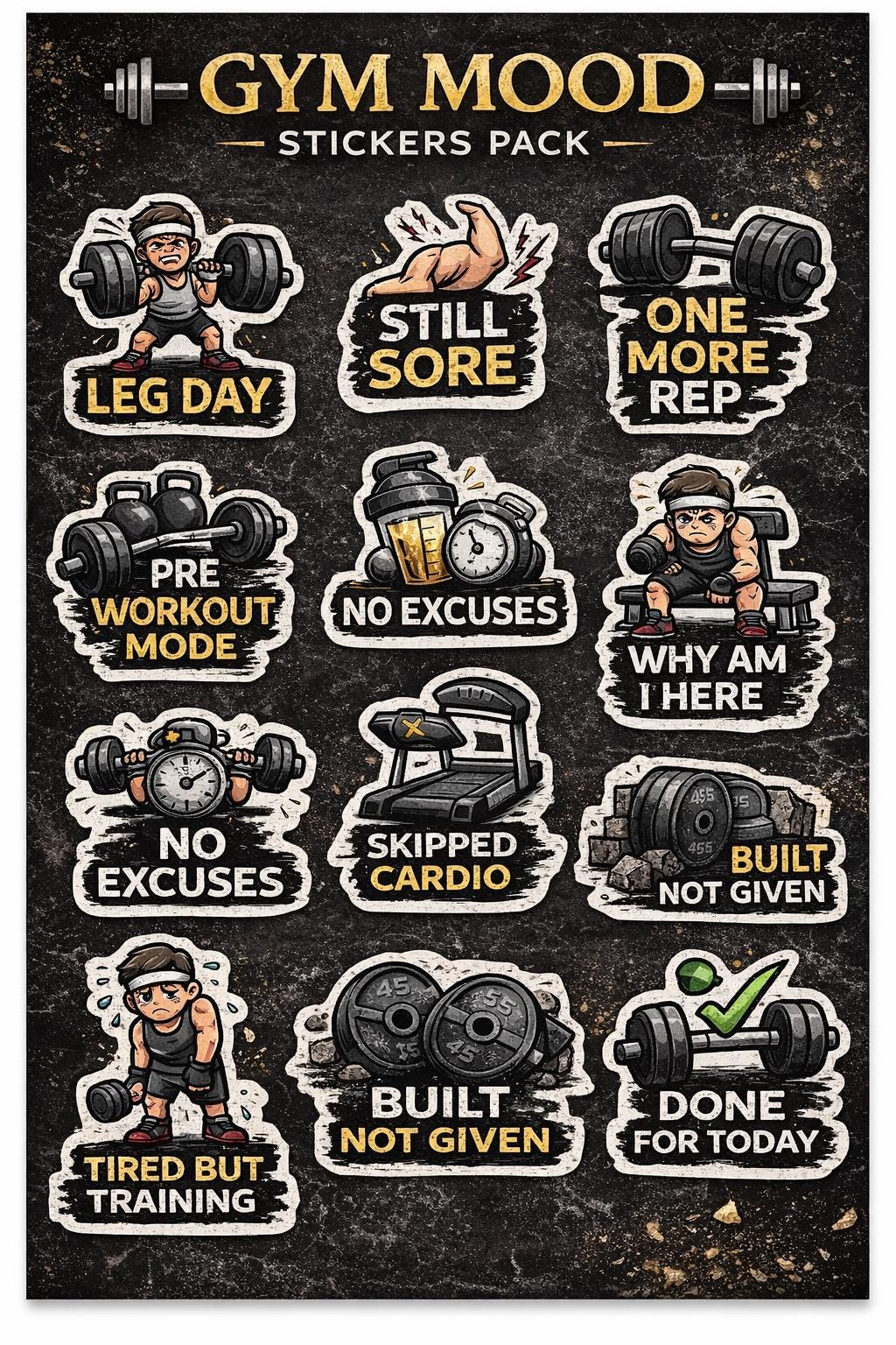 Printable Gym Stickers A4 | Fitness Planner Stickers | Workout Journal Stickers | Gym Motivation ...
