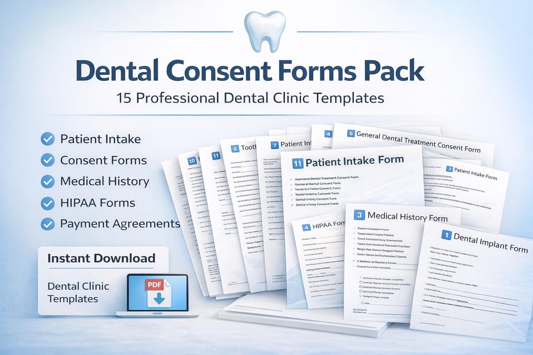 Dental Consent Forms Pack for Dental Clinics | 15 Patient Intake ...