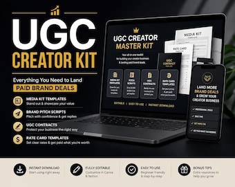 Kit de negocios/kit de medios para creadores de contenido generado por el usuario, plantillas de presentación de marca, contratos de contenido generado por el usuario, guiones de difusión y kit de herramientas para creadores.