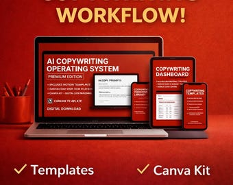 AI Copygeschriebenes System Notion Vorlage, schneller schreiben & Kunden erhalten, Inhaltsplaner, Prompt Bibliothek, Freelancer Toolkit