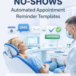 Plantillas de recordatorios de citas dentales: reduzca las inasistencias en clínicas dentales, guiones de recordatorios por SMS y correo electrónico para pacientes, consultorio dental