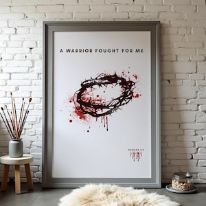 Bible Verse Wall Art with Quote and Crown of Thorns, Romans 5:8