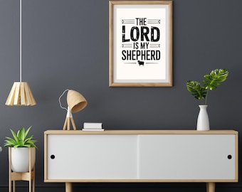 Psalm 23 Scripture Print, The Lord Is My Shepherd, Christian Home Decor (Digital Download)
