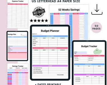 Planificador de presupuesto imprimible para 2026, organizador financiero (descarga digital)
