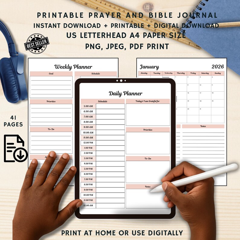 2026 Prayer Bible Journal Printable, Christian Devotional Planner ...