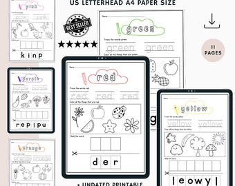 Printable Preschool Color Recognition Worksheets | Toddler Learning Colors Activity | Educational Kids Printable | Digital Download