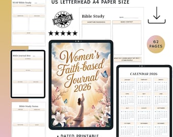 Printable Faith Journal for Women, Scripture, Prayer (Digital Download)