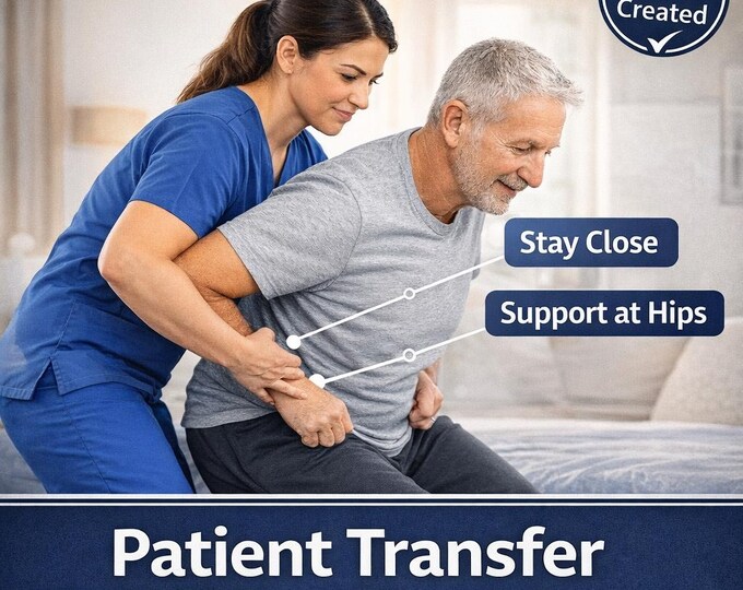Help Them Stand Safely | Patient Transfer Guide for Caregivers | Prevent Falls & Injury | Printable PDF