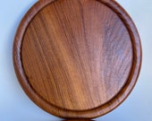 Solid Aged TEAK Cutting Board Cheese Fruit Board with Juice trench - 10 Inch Round Cutting Board- Cheese Charcuterie Display (2 Available)