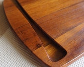RARE Early Dansk Staved Teak Cutting Board w integrated knife holder Jens Quistgaard 1956 Ducks Logo Danish Danmark Organic Modernism