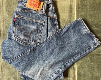 Vintage Levi's 501 XX Button Fly Jeans, perfect wear & whiskering, Vintage Denim Workwear- Size 35 X 30 (33x 26 actual) Indigo Blue American