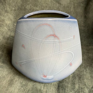 Vintage studio pottery porcelain vase created by renowned Seattle potter, James Brooke, abstract, amorphous, northwest, american, ceramics