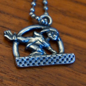 Vintage 80&#39;s &quot;Half Pipe&quot; Snowboarding Pendant Necklace or keychain charm.