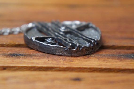 Modernist Pewter Pendant and Chain Mid CenturyJew… - image 6