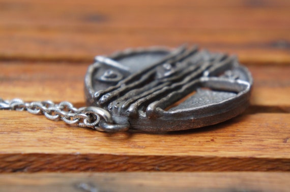Modernist Pewter Pendant and Chain Mid CenturyJew… - image 7
