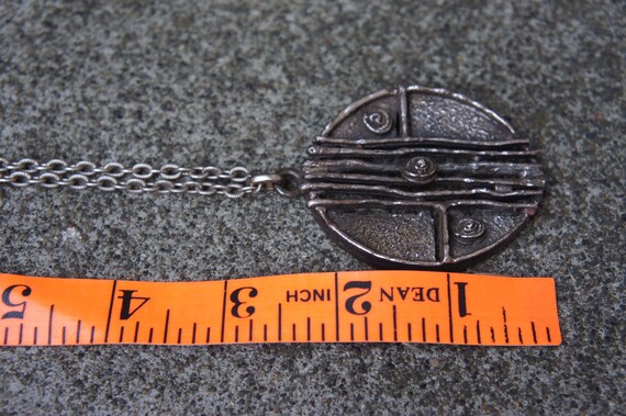 Modernist Pewter Pendant and Chain Mid CenturyJew… - image 10