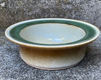 Mid Century Porsgrund Handpainted p555 Bowl Dish - Green ring Faience Fajans Studio Porcelain Norway Scandinavian Varefacta
