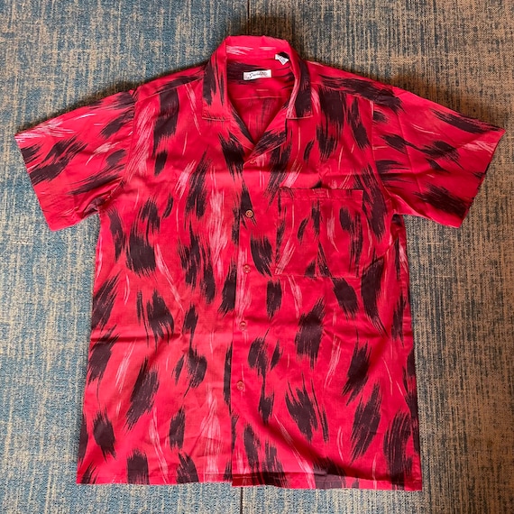 Vintage 1980’s Red and Black Aloha Shirt- Vintage… - image 1