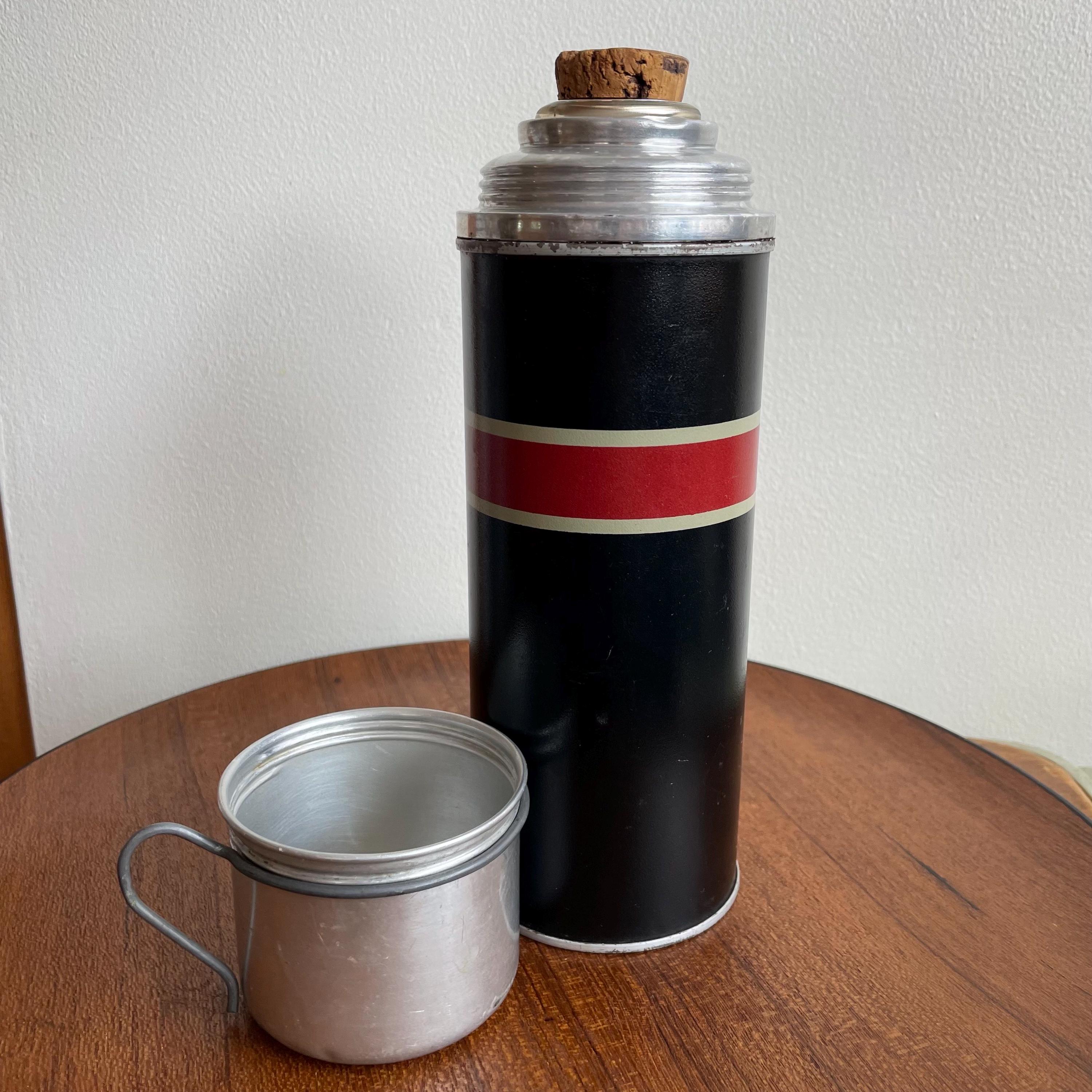 Fantastic 1920's-1930's Black and Red Aluminum Thermos B7 Vacuum Bottle  With Aluminum Lid and Original Cork. - Etsy