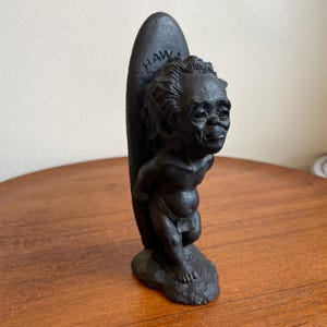Rare Vintage 1963 CoCo Joes Menehune Po-Niu Niu (Sad Surfer) Figurine Duke Kahanamoku pose, Tiki Hawaiiana, Hawaiian Lava, Luck, surfing