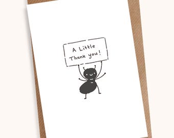 Hand Drawn Ant Thank You Card | Minimalist Appreciation Note (A7 Size)
