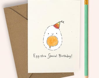 Egg Birthday Card | Egg-stra Special Birthday Card, Funny Food Pun Birthday Card