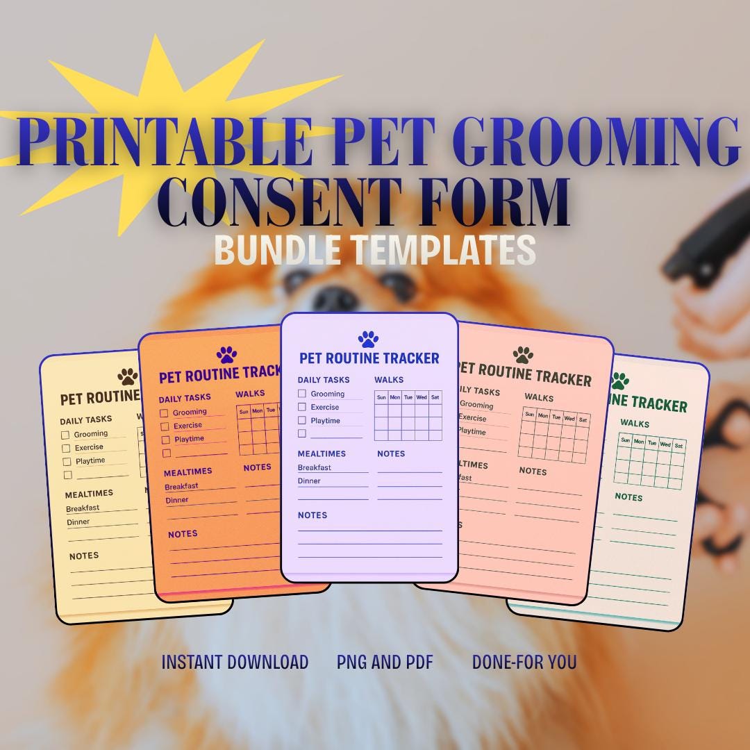 Grooming Forms.pdf Printable Pet Grooming Consent Form | Pet Salon Agreement | PDF PNG ...