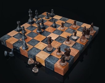 Handmade Wood & Resin Chess Set – Special Design for Chess Lovers