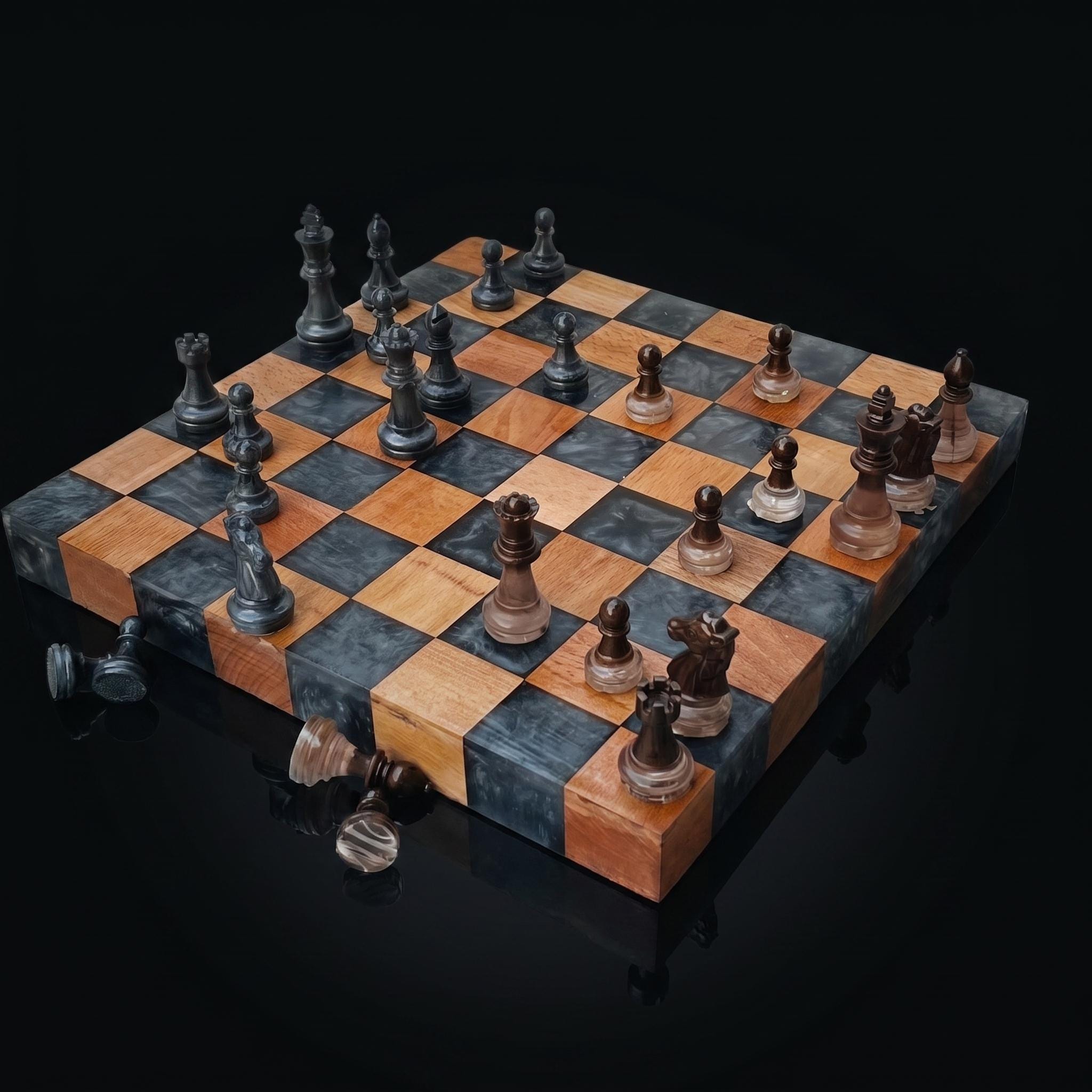Wooden epoxy chess set - Etsy 日本