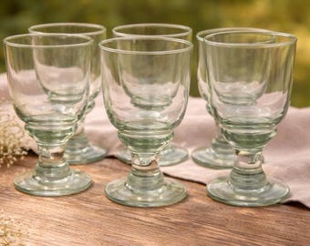Vintage Williams-Sonoma Vert Light Green 6in Wine Glass 2004 RARE FIND Set Of 6