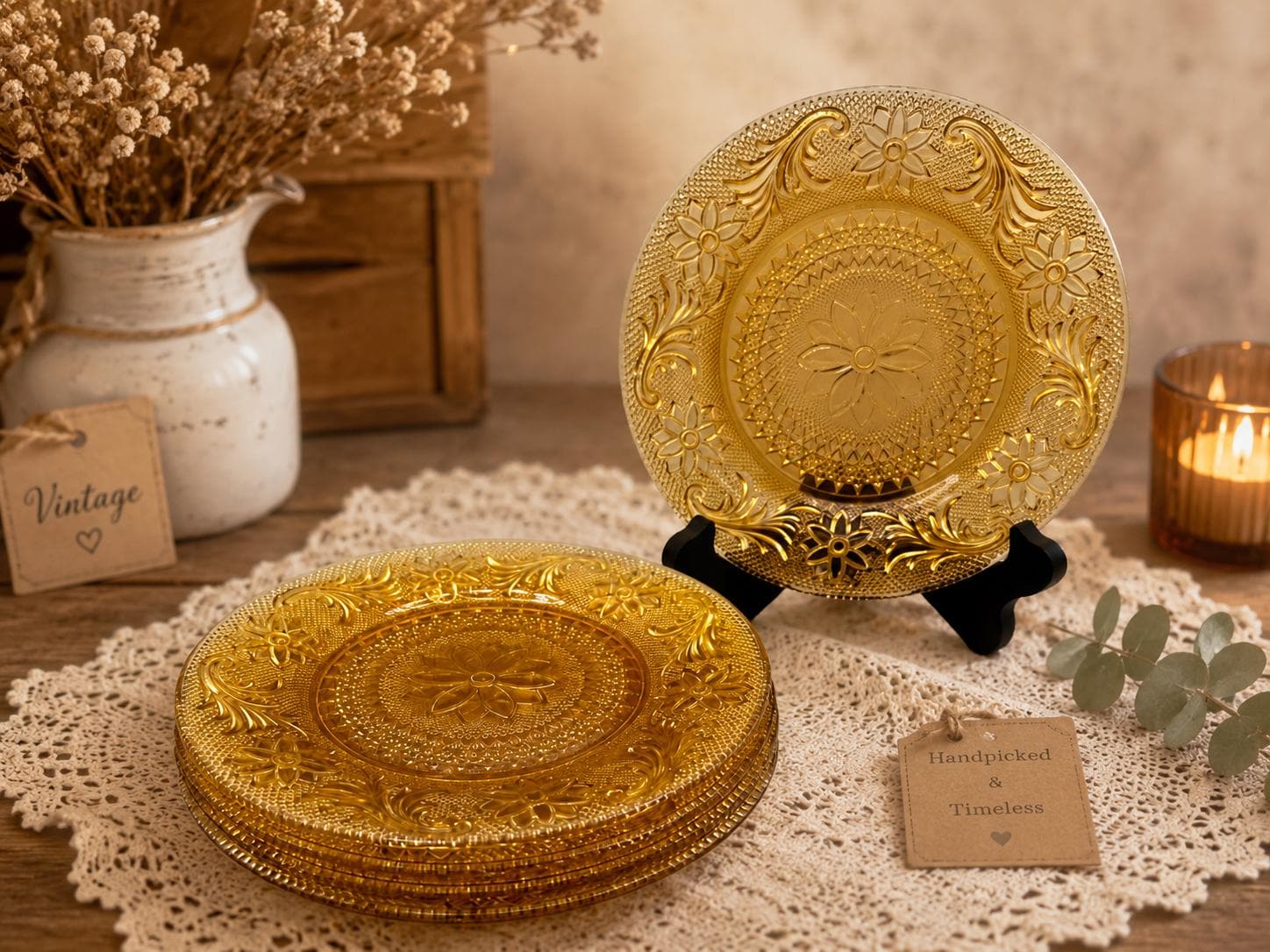レトロな花柄の皿 - Etsy 日本