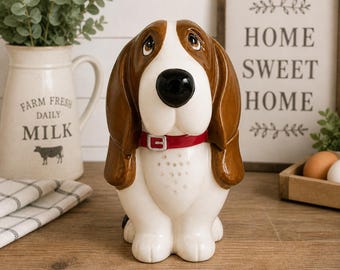 Vintage Pioneer Woman Basset Hound Kakburk – Pensionerad Keramik Hundköksdekor